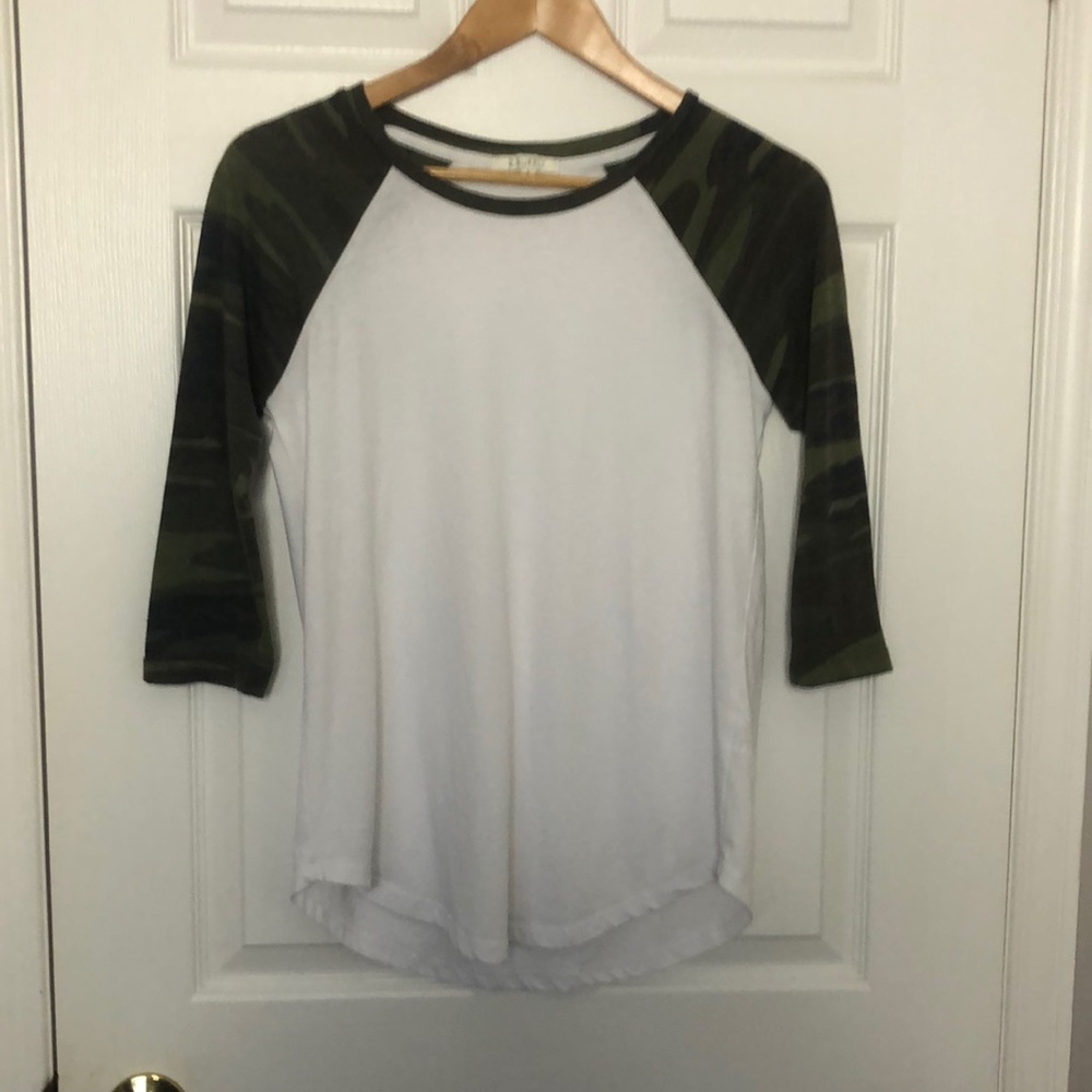 Z Supply White and Camouflaged Baseball top